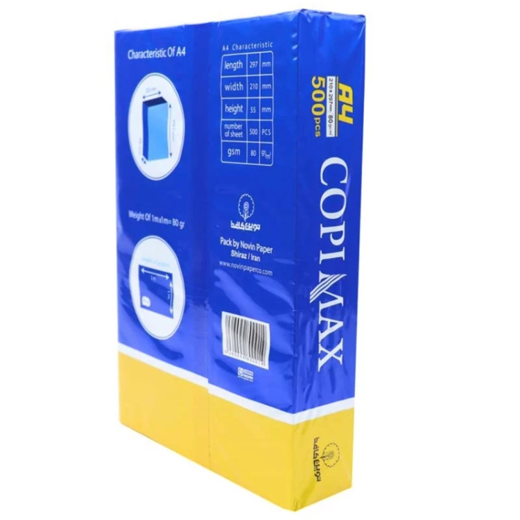 کاغذ COPIMAX 80g A4 نوین کاغذ
کاغذ کپی مکس سایز A4 نوین کاغذ بسته 500 عددی