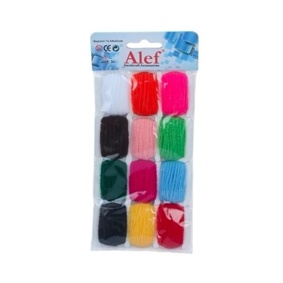 نخ کاموا 12 رنگ Alef طول 4 متر