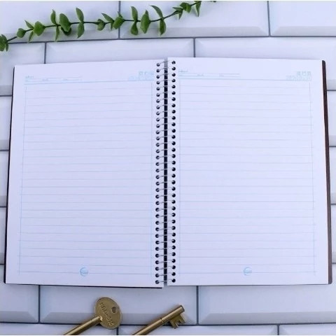 دفتر سیمی 80 برگ Saha طرح چوبی MDF