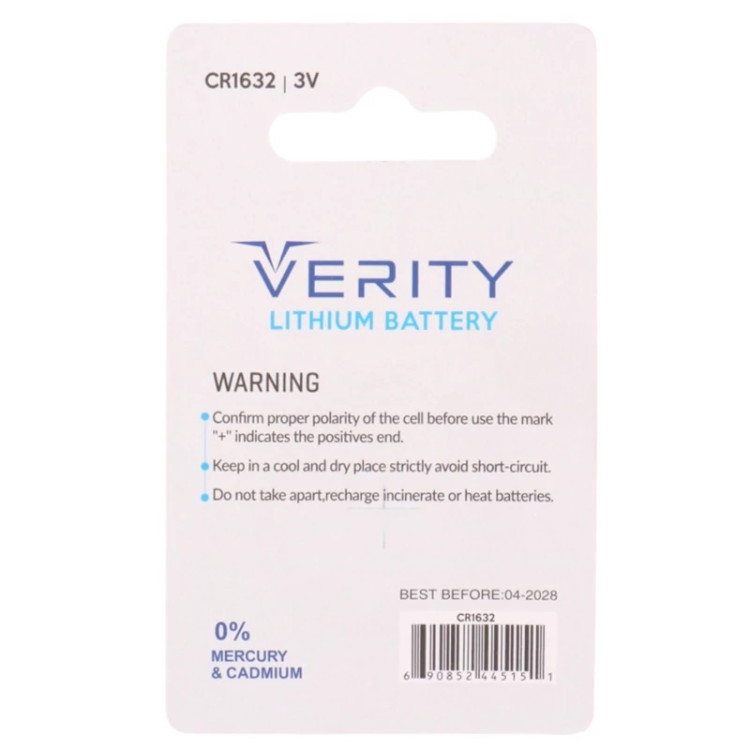 باتری سکه ای لیتیومی VERITY وریتی مدل CR1632 با ولتاژ 3 ولت