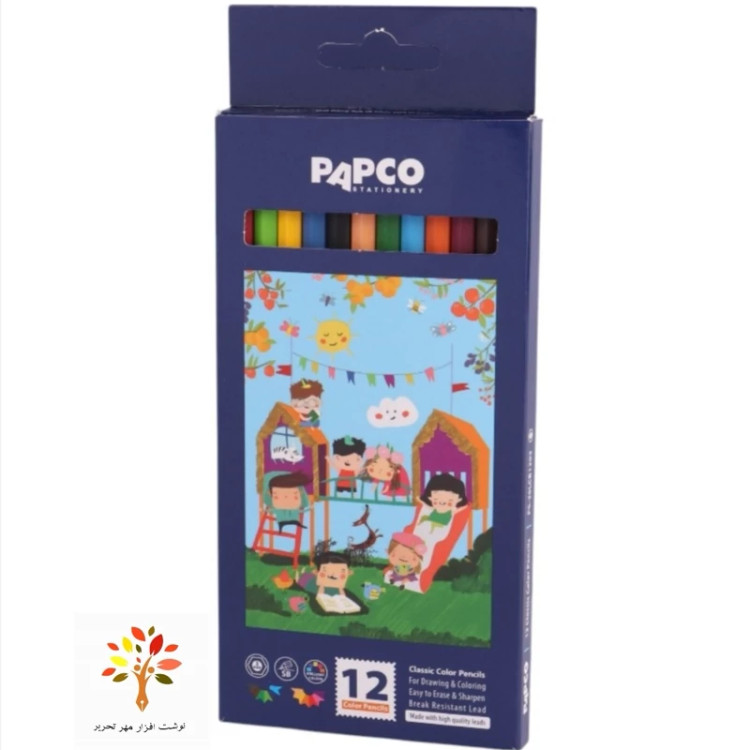 مداد رنگی 12 رنگ پاپکو Papco PS-26LCB1203