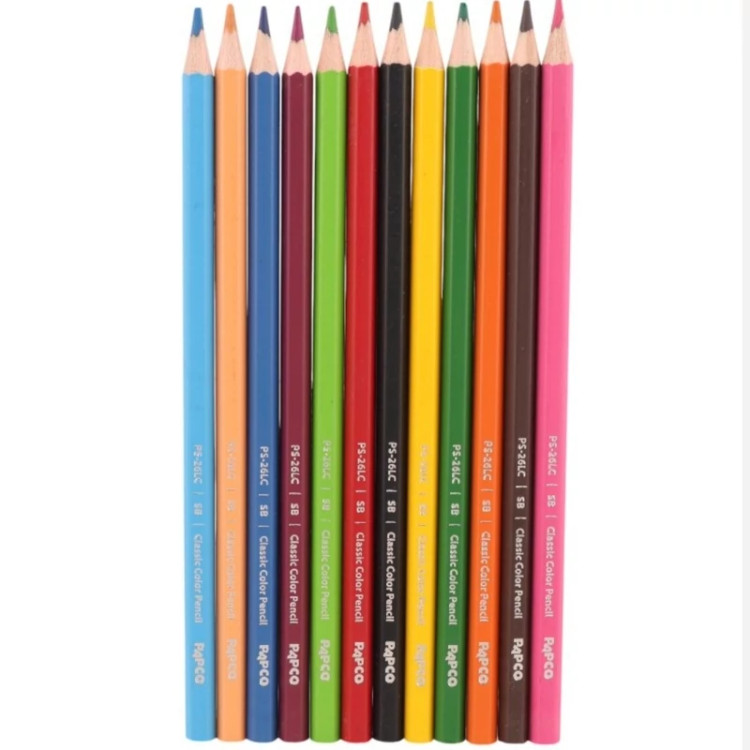 مداد رنگی 12 رنگ پاپکو Papco PS-26LCB1203