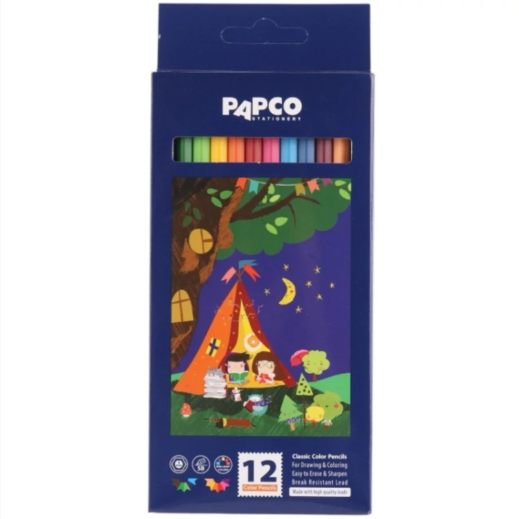 مداد رنگی 12 رنگ پاپکو Papco PS-26LCB1203