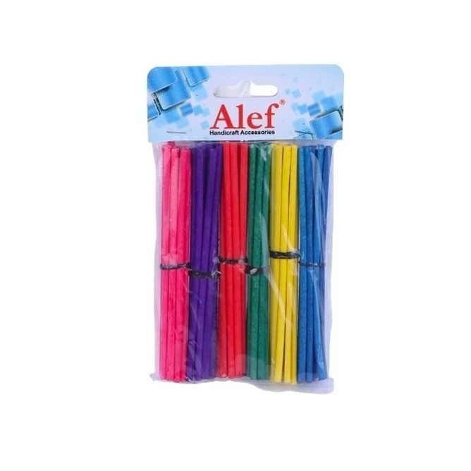 میله چوبی گرد رنگی Alef قطر 4 میلی متر بسته 6 عددی