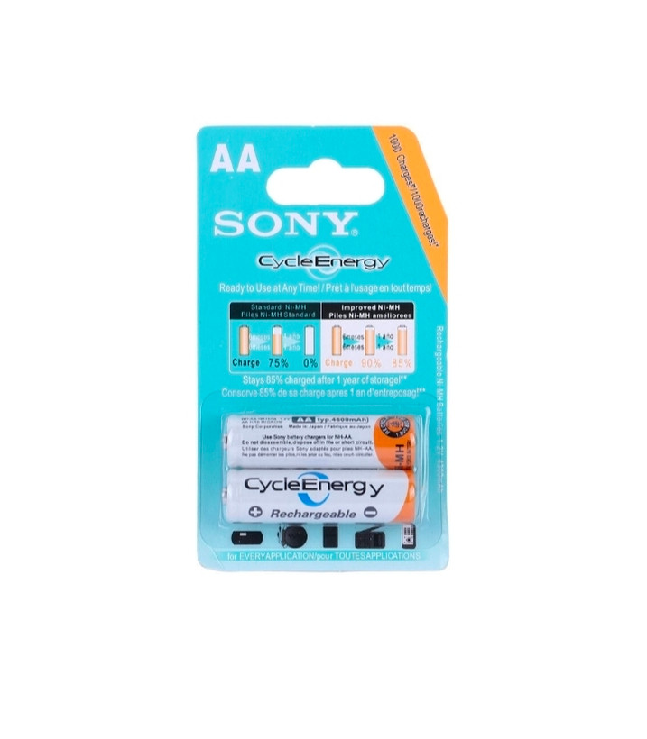باتری دوتایی قلمی شارژی Sony Cycle Energy Ni-MH AA 4600mAh