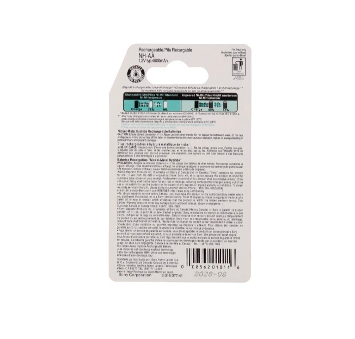 باتری دوتایی قلمی شارژی Sony Cycle Energy Ni-MH AA 4600mAh