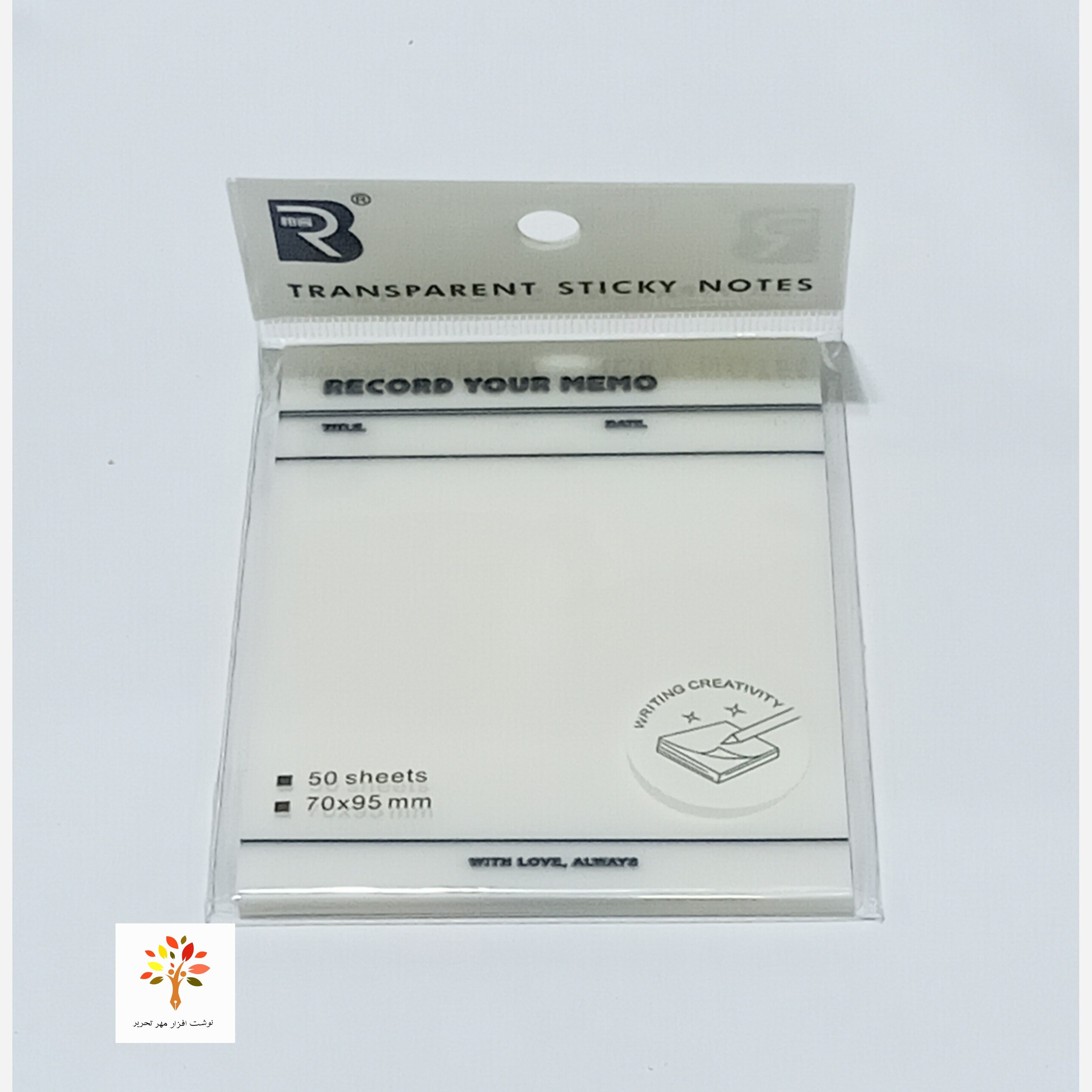 کاغذ یادداشت چسب دار ساده شفاف Sticky Note 7*9.5cm بسته 50 برگی