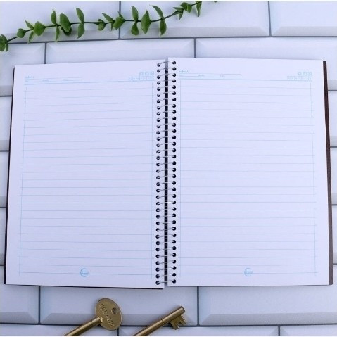 دفتر سیمی 80 برگ Saha طرح چوبی MDF