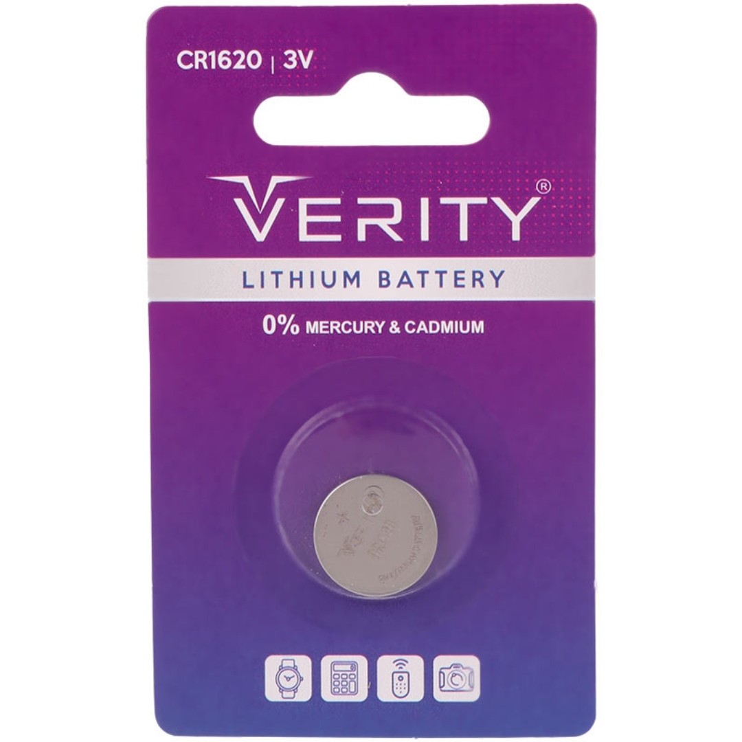 باتری سکه ای لیتیومی VERITY وریتی مدل CR1620 با ولتاژ 3 ولت