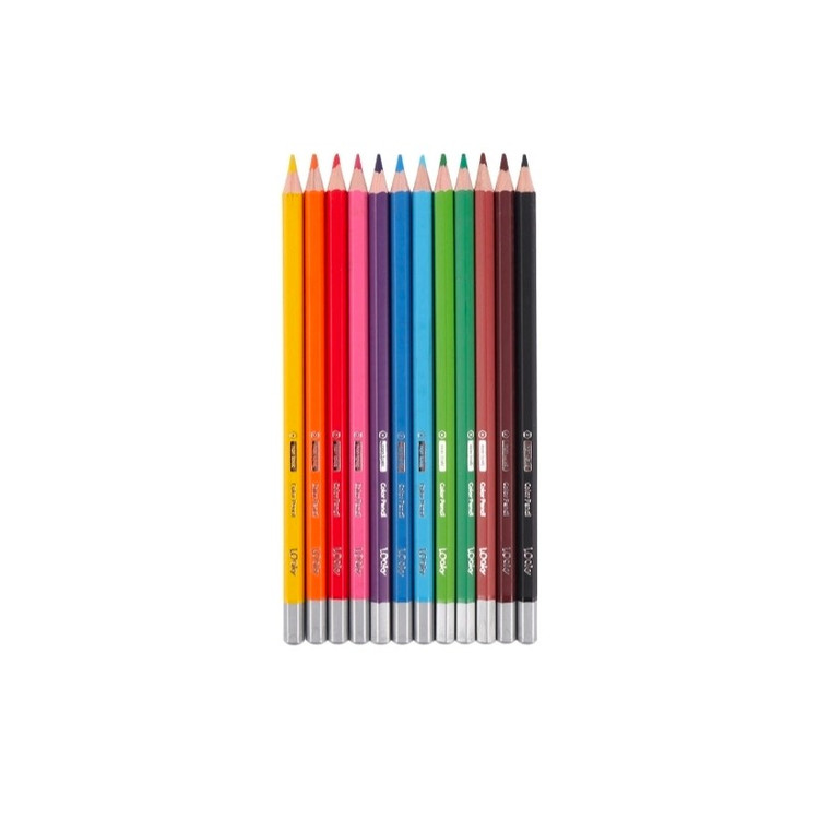 مداد رنگی جعبه فلزی 12 رنگ لوکی مدل Coloring World