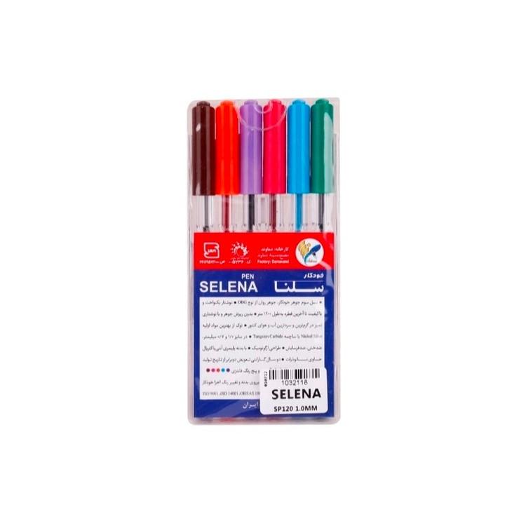 خودکار سلنا رنگی Selena SP120 1mm بسته 6 عددی